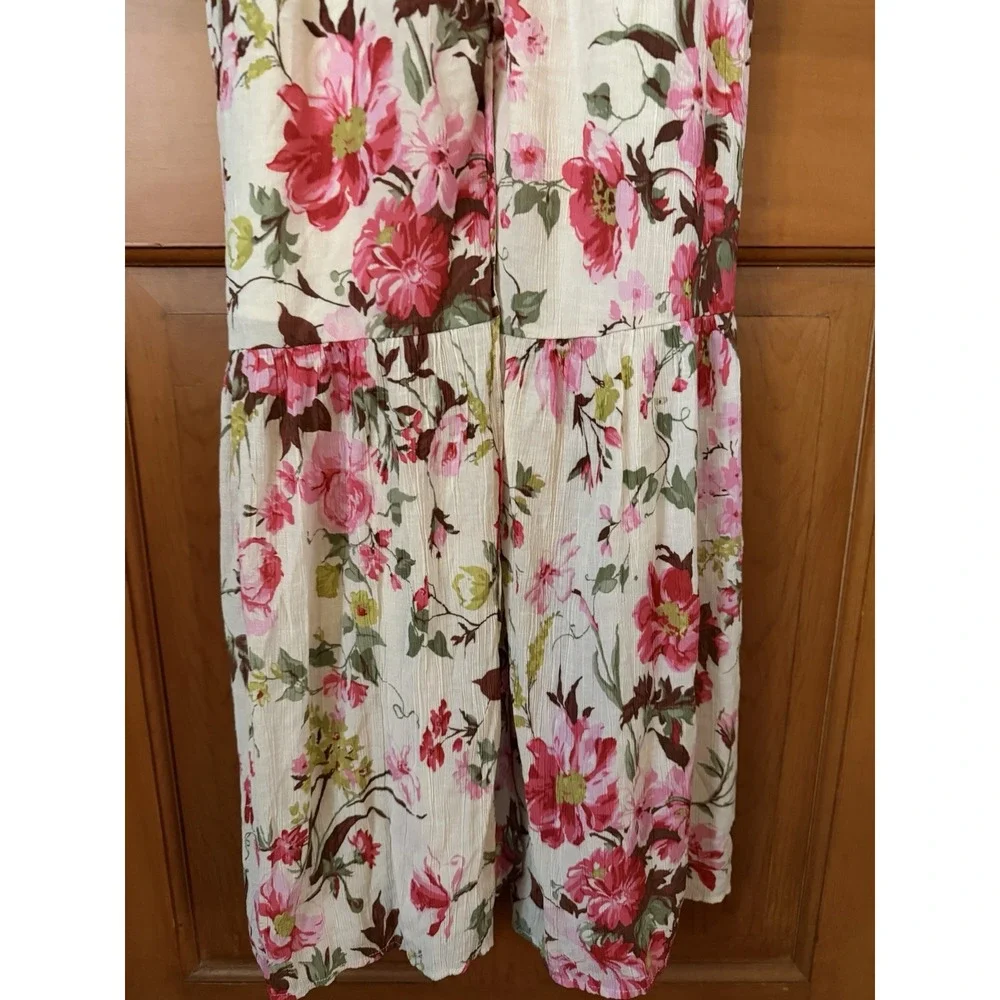 Women's Abercrombie & Fitch Floral Pink Maxi Dress Size Small V-Neck